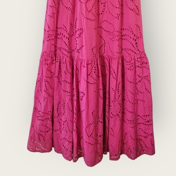 ANTHROPOLOGIE by MAEVE Belrose Eyelet Maxi Dress Barbie Pink Dress Size XS - Picture 10 of 14